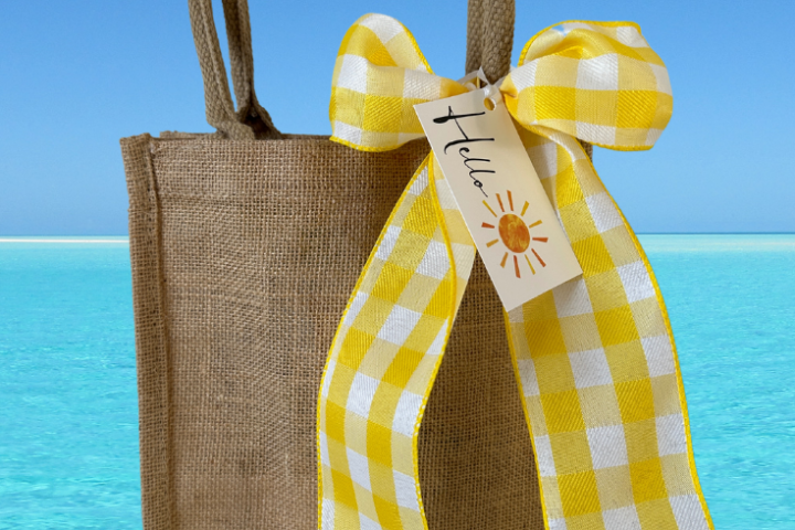 jute bag with yellow bow