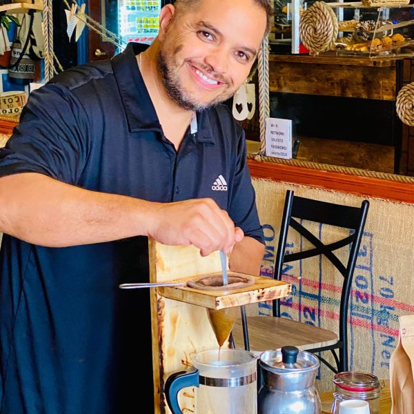 a man making Tinto coffee on the west palm beach food tour