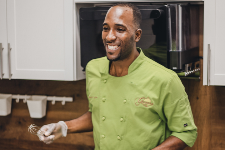 a baker in his chef coat