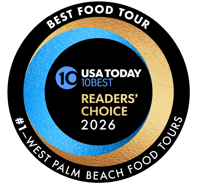 USA Today Best Food Tour 2026 award badge for West Palm Beach Food Tours.